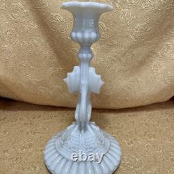 Scarce Vintage Milk Glass Winged Mermaid Sirene Candlestick Holder 9.5