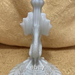 Scarce Vintage Milk Glass Winged Mermaid Sirene Candlestick Holder 9.5