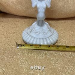 Scarce Vintage Milk Glass Winged Mermaid Sirene Candlestick Holder 9.5