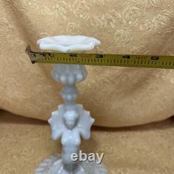 Scarce Vintage Milk Glass Winged Mermaid Sirene Candlestick Holder 9.5
