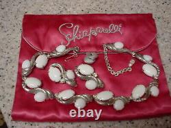 Schiaparelli Signed Vintage Set Schiaparelli Hot Pink With Jewelry Bag