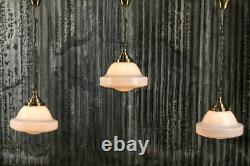 Schoolhouse Pendant Light Opaline Shade Milk Glass Brass Or Chrome Fitting