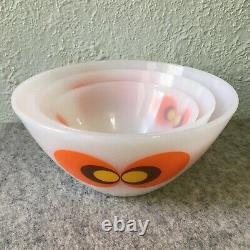 Schott Mainz Jenaer Jena Milk Glass Mixing Bowls Carina Owl Eyes Mid-Century Vtg