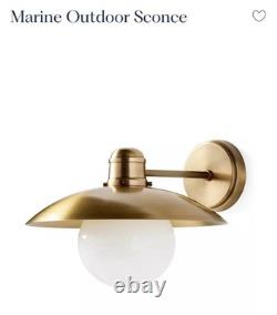 Serena & Lily Marine Outdoor Sconce-Brass/White Milk Glass