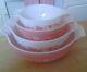 Set/4 Pyrex Pink Gooseberry Cinderella Nesting Mixing Bowls 1950s Vintage