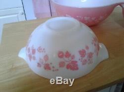 Set/4 PYREX Pink Gooseberry Cinderella Nesting Mixing Bowls 1950s Vintage