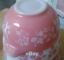 Set/4 PYREX Pink Gooseberry Cinderella Nesting Mixing Bowls 1950s Vintage