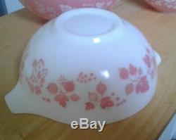 Set/4 PYREX Pink Gooseberry Cinderella Nesting Mixing Bowls 1950s Vintage