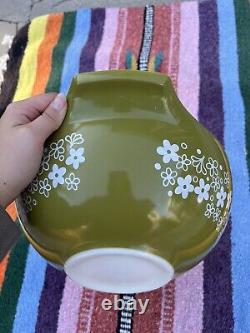 Set 4 Vintage Pyrex Bowls Nesting Cinderella Spring Blossom Green Crazy Daisy