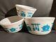 Set 7,6,5 Hazel Atlas Colonial Kitchen Aids Turquoise Nesting Mixing Bowl Pyrex
