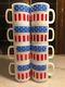 Set 8 Vintage Glasbake Glassbake American Flag Mug/cup Milk Glass Stackable Usa