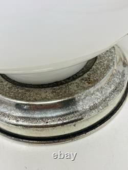 Set Of 2 Vintage Hurricane 3 Way Lamps White Milk Glass Pink Floral Blossom 15