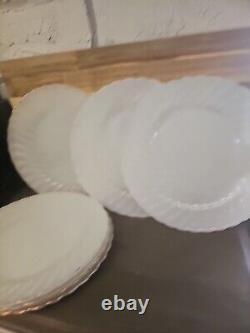 Set Of 20 Anchor Hocking Fire King White Gold Edge Bowls Plates Milk Glass