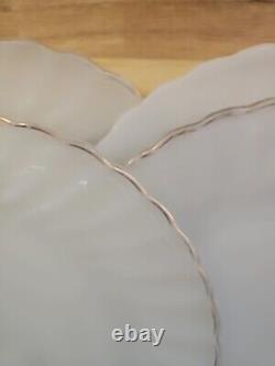 Set Of 20 Anchor Hocking Fire King White Gold Edge Bowls Plates Milk Glass