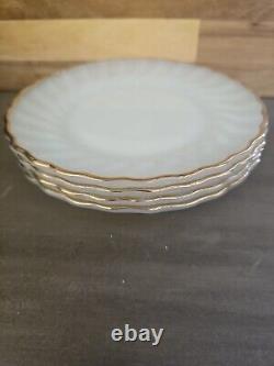 Set Of 20 Anchor Hocking Fire King White Gold Edge Bowls Plates Milk Glass