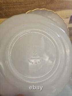 Set Of 20 Anchor Hocking Fire King White Gold Edge Bowls Plates Milk Glass