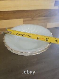 Set Of 20 Anchor Hocking Fire King White Gold Edge Bowls Plates Milk Glass