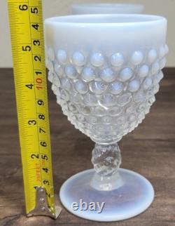 Set Of 8 Vintage Fenton Moonstone White French Opalescent Hobnail Water Goblets