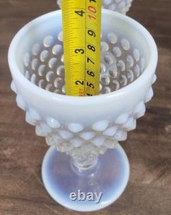 Set Of 8 Vintage Fenton Moonstone White French Opalescent Hobnail Water Goblets