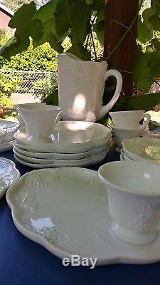 Set of 12 Vintage Harvest Milk Glass Colony 12 Snk Plate, 12 Punch Cp withPitcher