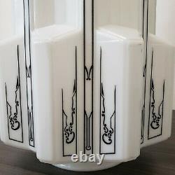Set of 2 Vintage Milk Glass Art Deco Skyscraper Light Covers / Shades 17