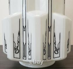 Set of 2 Vintage Milk Glass Art Deco Skyscraper Light Covers / Shades 17