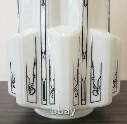 Set of 2 Vintage Milk Glass Art Deco Skyscraper Light Covers / Shades 17