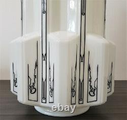 Set of 2 Vintage Milk Glass Art Deco Skyscraper Light Covers / Shades 17