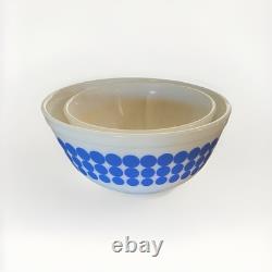 Set of 2 Vintage PYREX Dots Milk Glass Mixing Bowls 401 and402