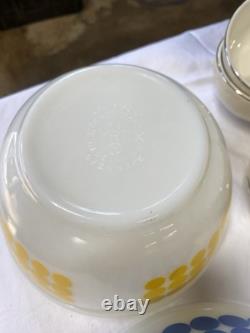 Set of 2 Vintage PYREX Dots Milk Glass Mixing Bowls 401 and402