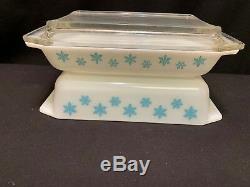 Set of 2 Vintage Pyrex SNOWFLAKE Space Savers 575 & 548 withdamaged Lid