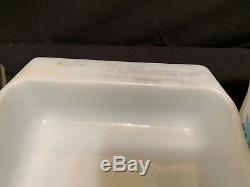 Set of 2 Vintage Pyrex SNOWFLAKE Space Savers 575 & 548 withdamaged Lid