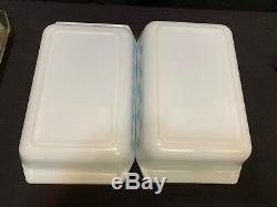 Set of 2 Vintage Pyrex SNOWFLAKE Space Savers 575 & 548 withdamaged Lid