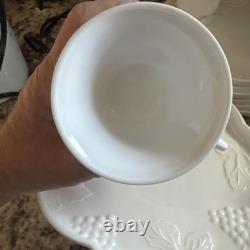 Set of 24 (12 ea.) Indiana Glass Harvest Grape Milk Glass Snack Plates withCups