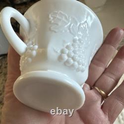 Set of 24 (12 ea.) Indiana Glass Harvest Grape Milk Glass Snack Plates withCups