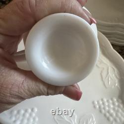 Set of 24 (12 ea.) Indiana Glass Harvest Grape Milk Glass Snack Plates withCups