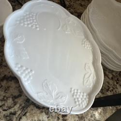 Set of 24 (12 ea.) Indiana Glass Harvest Grape Milk Glass Snack Plates withCups