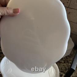 Set of 24 (12 ea.) Indiana Glass Harvest Grape Milk Glass Snack Plates withCups