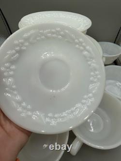 Set of 29 Vtg. Hazel Atlas Crinoline 11 Dinner Plates 11 Saucers 7 Cups Milk
