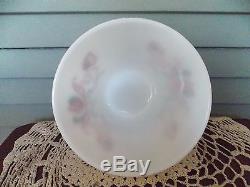 Set of 3 Fire King Modern Tulip White Milk Glass with Red & Black Mixing Bowls