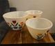 Set Of 3 Vintage Fire King Glass Tulip Nesting Kitchen Mixing Bowls Mcm