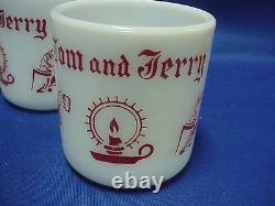 Set of 4 Hazel Atlas Milk Glass Tom and Jerry Mugs 3 Cups and 9 Bowl