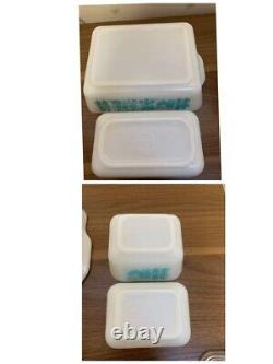 Set of 4 Pyrex Blue White OLD PYREX Butter Print Amish very rare