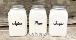 Set of (6) Art Deco White Milk Glass Retro Shakers