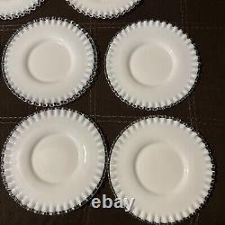 Set of 8 Fenton Milk Glass Silver Crest Luncheon Salad Plates 8 1/2 Wide