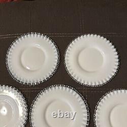 Set of 8 Fenton Milk Glass Silver Crest Luncheon Salad Plates 8 1/2 Wide