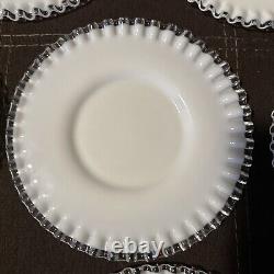 Set of 8 Fenton Milk Glass Silver Crest Luncheon Salad Plates 8 1/2 Wide