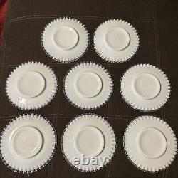 Set of 8 Fenton Milk Glass Silver Crest Luncheon Salad Plates 8 1/2 Wide