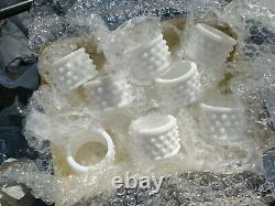 Set of 8 Fenton White Milk Glass Hobnail Napkin Rings