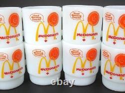 Set of 8 McDonald's Good Morning Canada Milk Glass Fire-King Coffee Mugs c1970's